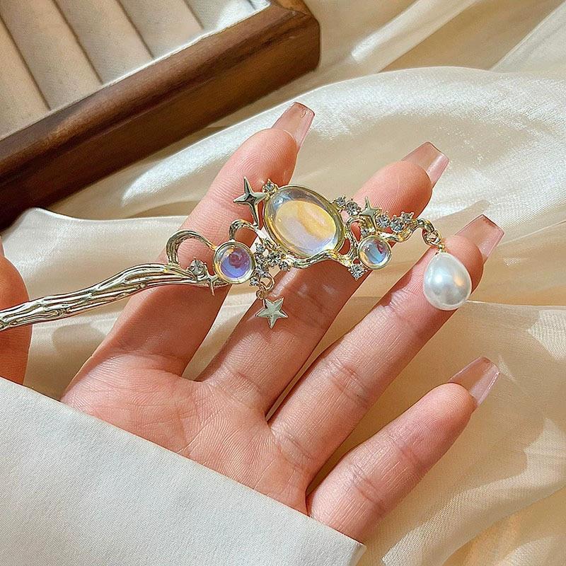 Pearl Hair Pin - Spinka do włosów z kamieniem księżycowym,