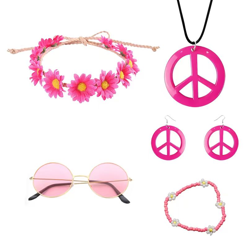 Women'S Accessories In The 60S - Zestaw akcesoriów do kostiumu hippie PESENAR,
