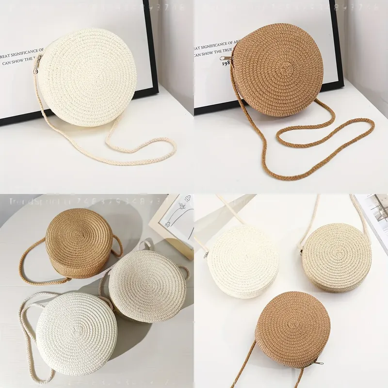 Women'S Accessories Purse - Okrągła tkana torba na ramię z