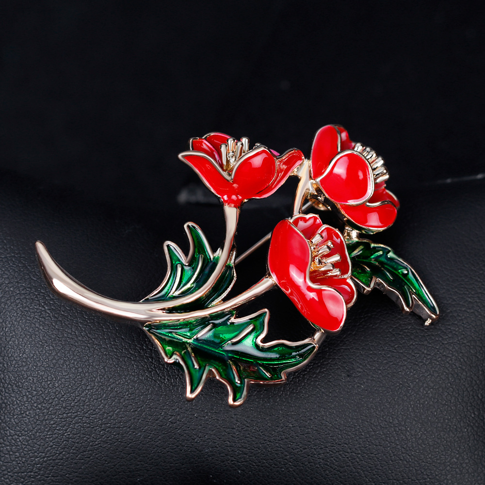 Emaliowana broszka z czerwonym – Women'S Accessories Uk recenzja i cena